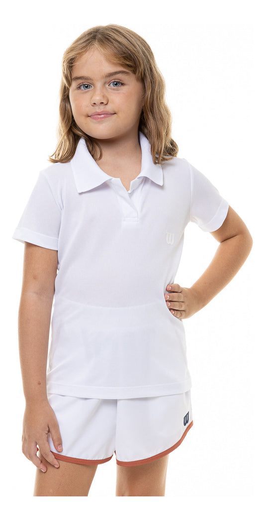 Camiseta Polo Infantil Wilson Tour Cor Branco